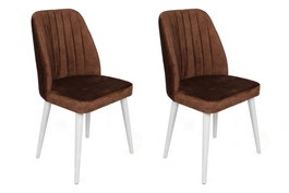 Hanah Home Alfa-496 V2 Juego de 2 Sillas Marrón y Blanco